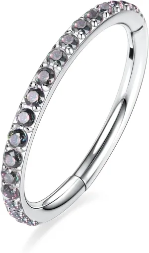AROWRO CZ Hinged Hoop Ring 20G 18G 16G 5/6/7/8/9/10/12mm Opal Surgical Steel Conch Daith Rook Cartilage Tragus Helix Earrings Septum Clicker Ring Nose Piercing Jewelry