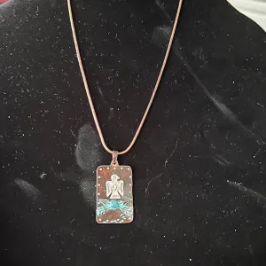 Copper and Patina Thunderbird Pendant Necklace Set