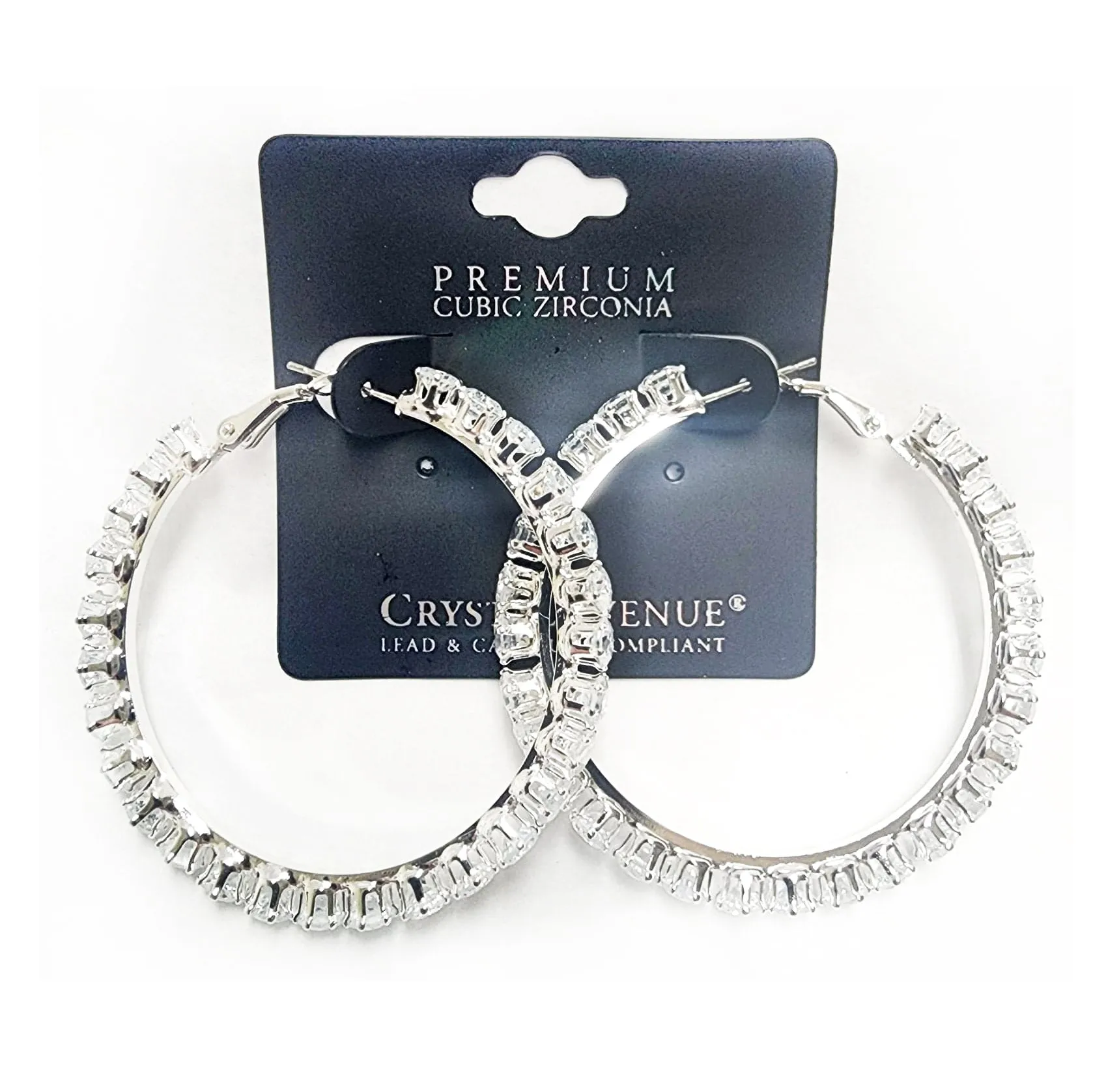 Crystal Avenue Hoop Rhinestone Earrings - Post