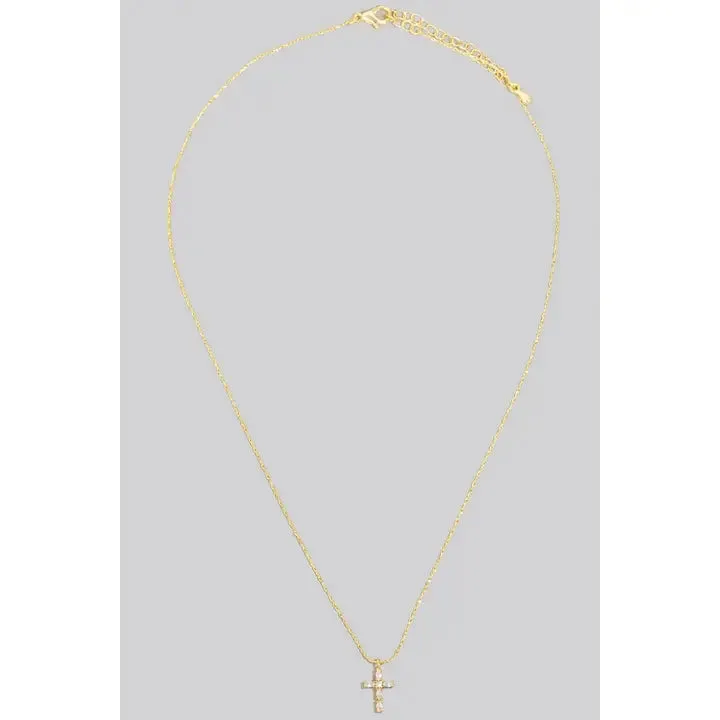 Dainty CZ Cross Necklace