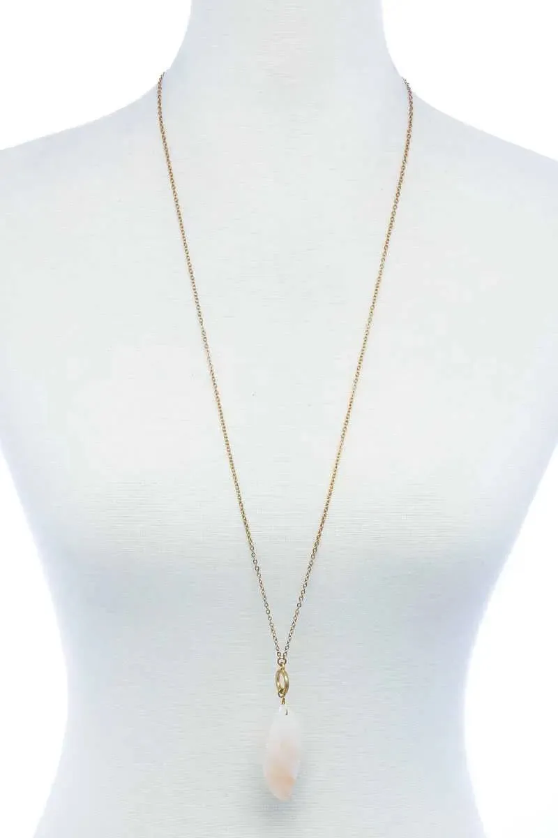 Fashion Oval Stone Pendant Long Necklace