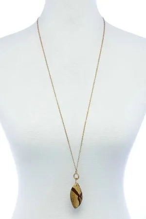 Fashion Oval Stone Pendant Long Necklace