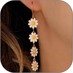 Flower Earrings for Women Daisy Dangling Earrings Sunflower Floral Earrings for Women Holiday Earrings