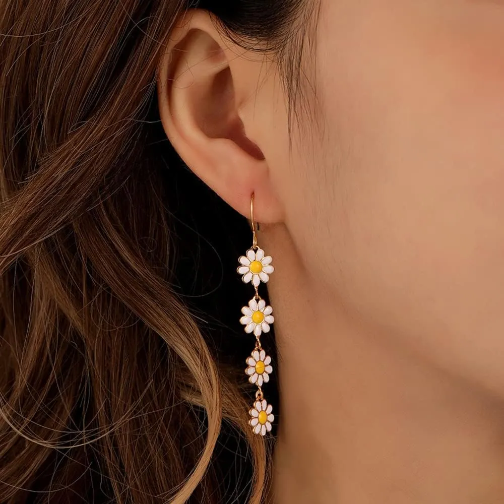 Flower Earrings for Women Daisy Dangling Earrings Sunflower Floral Earrings for Women Holiday Earrings