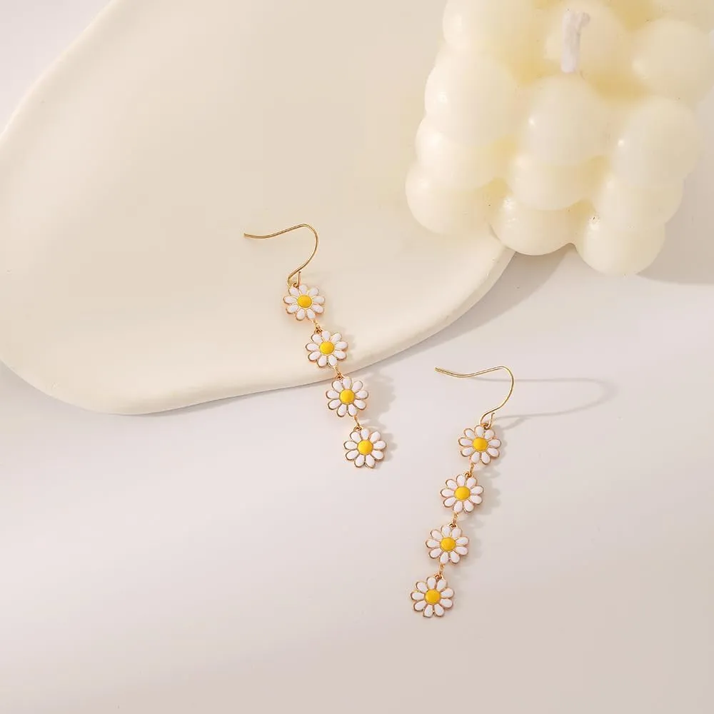 Flower Earrings for Women Daisy Dangling Earrings Sunflower Floral Earrings for Women Holiday Earrings