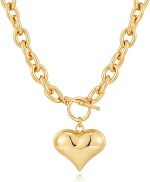 Gold Siver Heart Necklace for Women Trendy Chunky Choker Necklaces Jewelry for Women