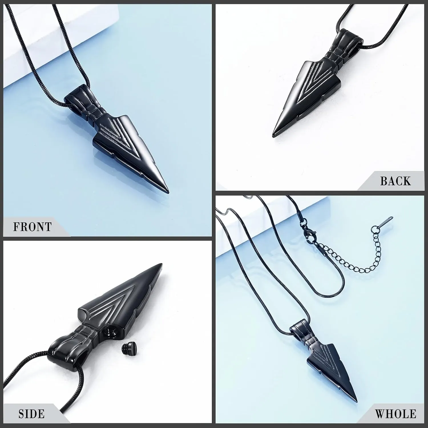 Hearbeingt Urn Necklace for Men Arrowhead Cremation Jewelry for Ashes Memorial Lockets Keepsakes Pendant for Women Men Memory Gift