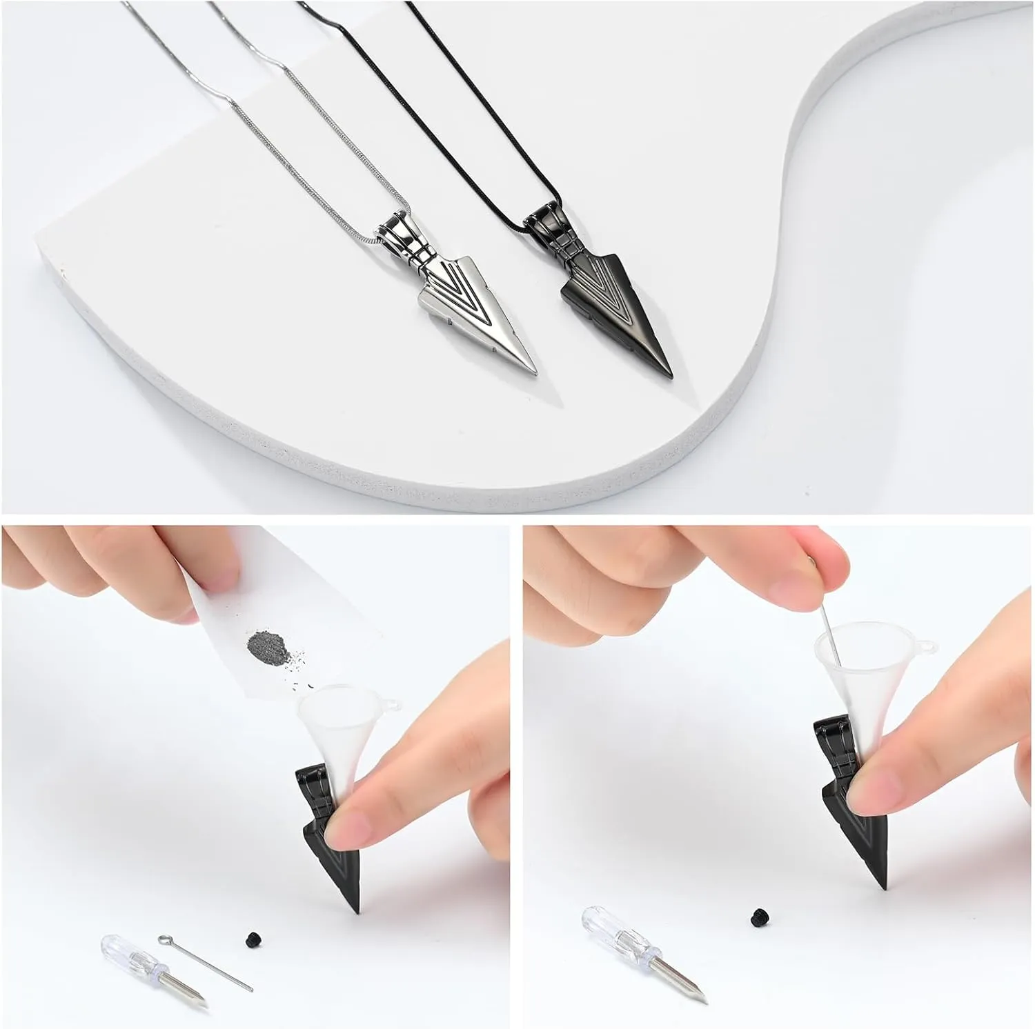 Hearbeingt Urn Necklace for Men Arrowhead Cremation Jewelry for Ashes Memorial Lockets Keepsakes Pendant for Women Men Memory Gift