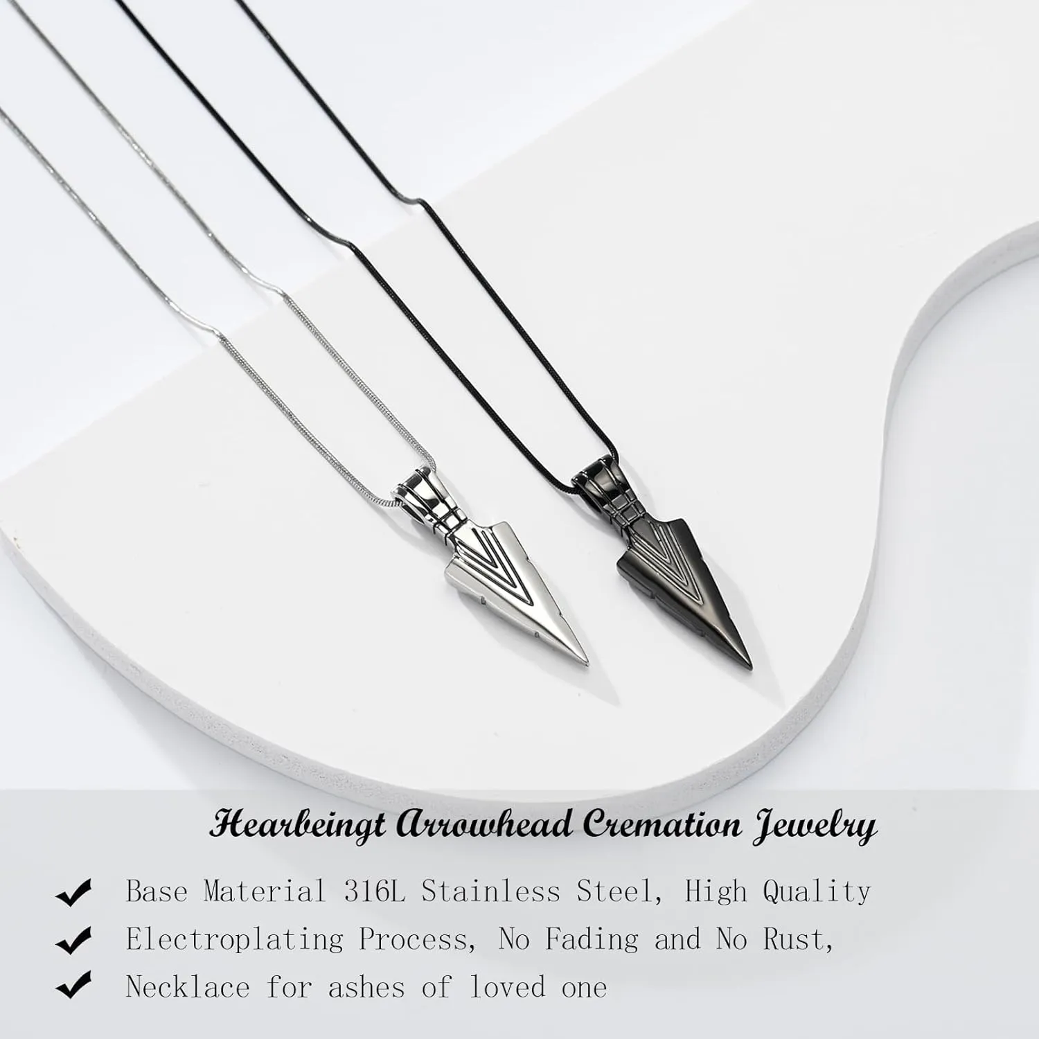 Hearbeingt Urn Necklace for Men Arrowhead Cremation Jewelry for Ashes Memorial Lockets Keepsakes Pendant for Women Men Memory Gift