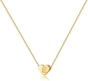 Turandoss Heart Initial Necklace for Women Girls - Dainty 14K Gold Plated Heart Pendant Letter A-Z Alphabet Necklace Tiny Initial Necklaces Gifts for Women Teens Jewelry