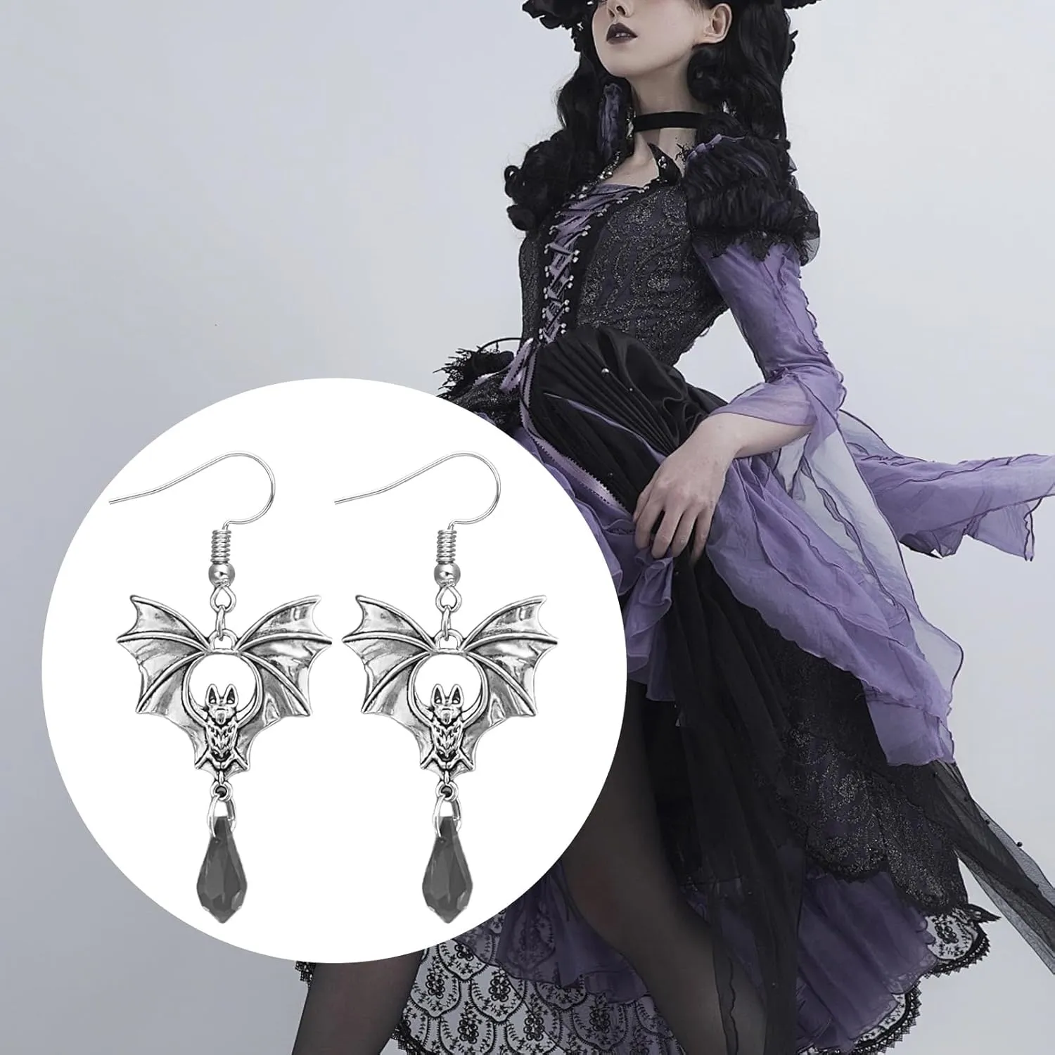 Vintage Witch Vampire Bat Spider Snake Sword Earrings - Goth Punk Halloween Costume Accessories
